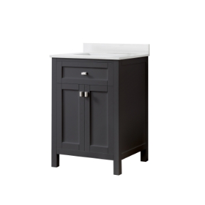 Juniper 24 in. Vanity in Charcoal Gray with Engineered Stone Top and Ceramic Basin