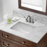 31 in. x 19 in. Carrara Marble Vanity Top with Trough Basin and 4 in. Faucet Spread