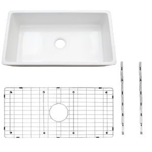 36 in. Single Bowl Farmhouse Fireclay Kitchen Sink with Sink Grid and Mounting Hardware