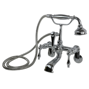 Traditional Tub Wall Mount Faucet with Handshower in Polished Chrome