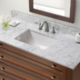 49 in. x 22 in. Carrara Marble Vanity Top with Trough Basin and 8 in. Faucet Spread