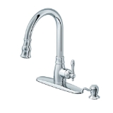 Traditional Single Handle Pull-Down Kitchen Faucet with Soap Dispenser