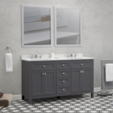 Juniper 60 in. Double Vanity in Charcoal Gray with Engineered Stone Top and Ceramic Basins