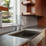 Transitional Single Handle Pull-down Kitchen Faucet With Soap Dispenser in Chrome