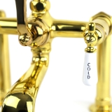 Traditional Rim-Mounted Tub Filler with Handshower in Polished Brass