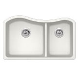 Undermount 32-1/2 in. x 20 in. 60/40 Bowl Quartz Kitchen Sink in Alpine White