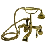 Traditional Tub Wall Mount Faucet with Handshower in Polished Brass