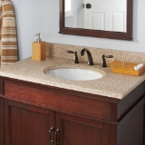 37 in. x 22 in. Beige Granite Vanity Top with Oval Basin and 8 in. Faucet Spread