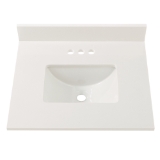 25 in. x 22 in. Winter White Engineered Stone Vanity Top with Trough Basin and 4 in. Faucet Spread