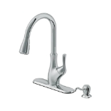Transitional Single Handle Pull-Down Kitchen Faucet with Soap Dispenser