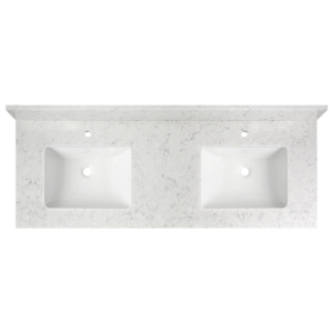 61 in. x 22 in. Rocky Mountain Quartz Double Vanity Top with Ceramic Basins