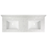 61 in. x 22 in. Quartz Double Vanity Top with Ceramic Basins
