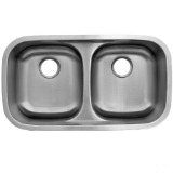 32 in. Standard Radius 18 Ga. 50/50 Low Divide Double Bowl Undermount Stainless Steel Kitchen Sink