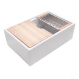 30 in. Single Bowl Reversible Apron Front Fire Clay Kitchen Sink - Workstation