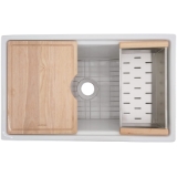 33 in. Single Bowl Reversible Apron Front Fire Clay Kitchn Sink - Workstation