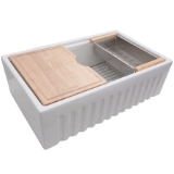 33 in. Single Bowl Reversible Apron Front Fire Clay Kitchn Sink - Workstation