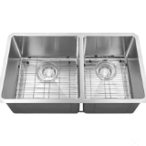 32 In. Micro Radius 60/40 Double Bowl Undermount 16 Ga. Stainless Steel Kitchen Sink