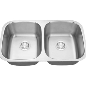 32 In. Standard Radius 50/50 Double Bowl Undermount 16 Ga. Stainless Steel Kitchen Sink