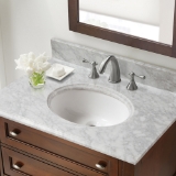 31 in. x 22 in. Carrara Marble Vanity Top with Oval Basin and 8 in. Faucet Spread