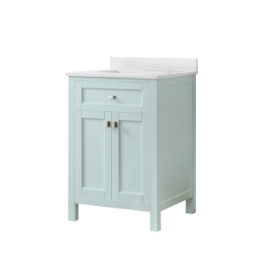 Juniper 24 in. Vanity in Mint Julep with Engineered Stone Top and Ceramic Basin