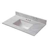 37 in. x 19 in. Carrara Marble Vanity Top with Trough Basin and 4 in. Faucet Spread