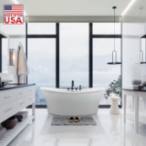 Martin 66-1/2 in. Freestanding Acrylic Tub in Glossy White with White Drain