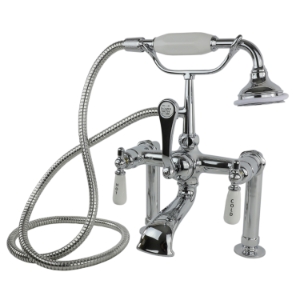 Traditional Rim-Mounted Tub Filler with Handshower in Polished Chrome