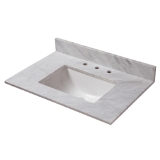 31 in. x 22 in. Carrara Marble Vanity Top with Trough Basin and 8 in. Faucet Spread