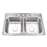 Drop-In 33 in. 50/50 Bowl 20 Ga. Stainless Steel Kitchen Sink